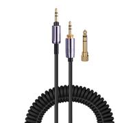 BRAINWAVZ Câble audio spiralé de rechange compatible avec Sony WH-1000XM5, 1000XM4, 1000XM3, 1000XM2, XB910N, CH700N, CH710N, MDR-XB950BT, XB950N1, 1000X 3,5 mm, plaqué or, 1,5 m 5 m. 6