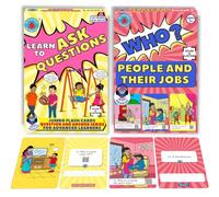 Brainy Bug Resources 60 cartes flash | 30 questions avec fonction audio activée par application en hindi, anglais, tamoul, télougu, kannada, punjabi | 30 réponses aux questions « Qui ? » | Anglais