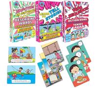 Brainy Bug Resources Cartes mémoire narratives et grammaires | Adjectifs dans les phrases, séquences de verbes, séquences d'histoires en 3 parties | Cartes mémoire compatibles audio en tamoul, punjabi