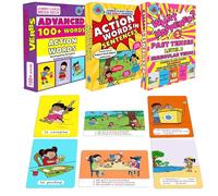 Brainy Bug Resources Cartes mémoire pour vocabulaire, grammaire et structure de phrase | 104 mots d'action avancés (audioactivés) | 30 temps passés irréguliers | 30 cartes objets verbes sujets