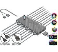 BRAINZAP 10 Port A-RGB + 3-PIN/4-PIN PWM Splitter Hub Ventilateur Adaptateur Distributeur 120mm Case Fan 3-Pin 4-Pin LED
