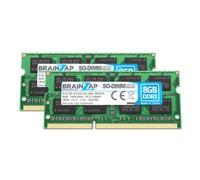 BRAINZAP 16GB (2x8GB) DDR3 1600MHz PC3-12800S-11 So-DIMM CL11 2Rx8 1.5V Unbuffered Non-ECC Mémoire RAM pour Ordinateur Portable Module de mémoire