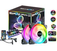 BRAINZAP 2x 120mm LED A-RGB Case Fan SET Ventilateur de boîtier Aura Asus Asrock MSI Gigabyte Music-Sync Coolmoon