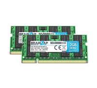 BRAINZAP 4GB (2x2GB) DDR2 667MHz PC2-5300S So-DIMM CL5 2Rx8 Unbuffered Non-ECC Mémoire RAM pour Ordinateur Portable Module de mémoire