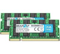 BRAINZAP 4GB DDR2 RAM SO-DIMM PC2-6400S 2Rx8 800 MHz 1.8V CL6 Mémoire pour ordinateur portable (2x 2GB)