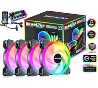 BRAINZAP 4x 120mm LED A-RGB Case Fan SET Ventilateur de boîtier Aura Asus Asrock MSI Gigabyte Music-Sync Coolmoon