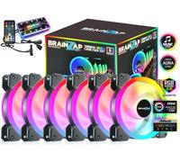 BRAINZAP 6x 120mm LED A-RGB Case Fan SET Ventilateur de boîtier Aura Asus Asrock MSI Gigabyte Music-Sync Coolmoon
