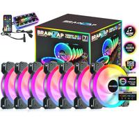 BRAINZAP 7x 120mm LED A-RGB Case Fan SET Ventilateur de boîtier Aura Asus Asrock MSI Gigabyte Music-Sync Coolmoon