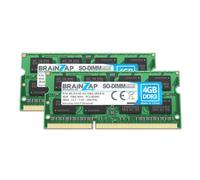 BRAINZAP 8GB (2x4GB) DDR3 1066MHz PC3-8500S So-DIMM CL7 2Rx8 1.5V Unbuffered Non-ECC Mémoire RAM pour Ordinateur Portable Module de mémoire