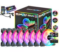 BRAINZAP 8x 120mm LED A-RGB Case Fan SET Ventilateur de boîtier Aura Asus Asrock MSI Gigabyte Music-Sync Coolmoon