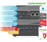 BRAINZAP AMD Ryzen 5800H 8-core Mini PC de jeu NUC Radeon Vega 4,4 GHz 64 GB RAM 512 GB SSD WLAN Windows 11
