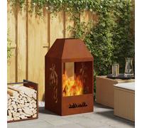Brasero - 50x50x100 cm - Acier vieilli - Rectangulaire - Pour 4 personnes