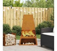 Brasero Vidaxl Avec Rangement Pour Bûches 60x35x100 Cm En Acier Weathering