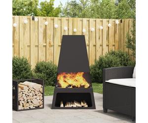 Braise de vieXL avec rangement pour bûches Noir 60x35x100 cm Acier