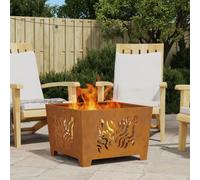 Braise de vieXL Carré 60x60x40 cm en Acier Résistant aux Intempéries