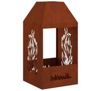Braise Marron cheminée Foyer rectangulaire en Acier corten 50 x 50 x 100 cm pour Jardin terrasse Salon Chauffage extérieur Ambiance Flamme Bois
