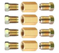 Brake Line Fitting Kit - Brass 3/16 Thread Nuts | Brass Thread Adapter | Union Assortment Brake Line Fittings Set Connector Kit Automotive Repair Maintenance For Sedans Trucks SUVs Pickups