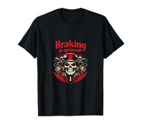 Braking is Optional Badge Vintage Biker Skull Helmet T-Shirt