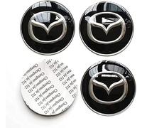 BRALEM 4 PièCes Voiture Autocollants Moyeu Roue pour Mazda, MatéRiau ABS 3D Sticker Logo Couverture Centrale Insigne D'EmblèMe Sticker
