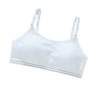 Bralette de couleur unie pour filles de 6 à 12 ans - Hauts légers de soutien pour un usage quotidien ou une activité sportive - Gilet d'école secondaire, Blanc., taille unique