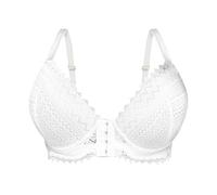 Bralette élégante et confortable pour femme - Fermeture à crochet sur le devant - Large bande sous la poitrine - Soutien-gorge en dentelle romantique et féminine - Bustier floral - Bord arqué