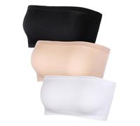 Bralette sans Bretelles pour Femme Bandeau sans Couture Extensible Non Rembourré Bandeau Top Bra Soutien-Gorge en Multi Couleur, 3 Pièces,Noir, Blanc, Couleur de Peau, L