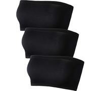 Bralette sans Bretelles pour Femme Bandeau sans Couture Extensible Non Rembourré Bandeau Top Bra Soutien-Gorge en Multi Couleur, 3 Pièces (Noir, Taille F)
