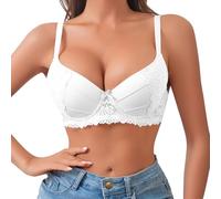 Bralette Soutien-gorge à balconnet non doublé en dentelle pour femme Soutien-gorge push-up grande taille transparent confortable au quotidien Culotte complète pour balcon, travail, bureau, Noir , S