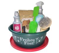 Brama West Coffret cadeau de Noël pour les amateurs de chevaux - Ensemble de 8 pièces avec spray pour crinière, huile à sabot, brosses, friandises et mangeoire, cavaliers et propriétaires de chevaux