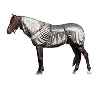 Brama West Couverture anti-eczéma avec col pour chevaux - Couverture anti-insectes - Couverture anti-mouches - Avec rabat ventral et sangles ventrales - Gris, taille 110