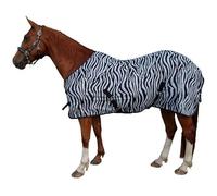 Brama-West Couverture anti-mouches pour cheval avec ceinture de sécurité Zebra Protection contre les insectes Noir/blanc Taille 115