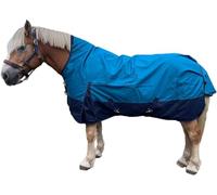 Brama-West - Couverture de pluie, pour cheval Zara, Turnout 1200D, avec col haut, imperméable, (bleu/bleu marine, 145)