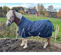 Brama-West Couverture d'hiver, pour cheval, couverture d'extérieur, à col haut, 1680D, rembourrage 50 g, résistante à la déchirure, imperméable et respirante, bleue (165)