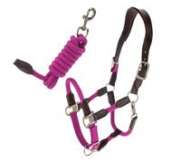 Brama West COVALLIERO Cordano Deluxe Ensemble licol et longe pour chevaux - Licol réglable - Laisse de fixation de 2 m - Berry, poney