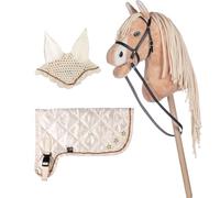Brama West HKM Hobby Horse Set cheval à baiser + couverture de qualité supérieure et bonnet anti-mouches - Parfait pour les loisirs et les tournois (beige/beige)