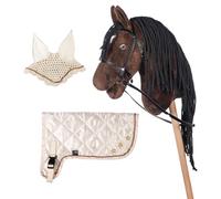 Brama West HKM Hobby Horse Set « étoile » - Cheval à baiser marron + couverture de qualité supérieure et bonnet anti-mouches - Parfait pour les loisirs et les tournois