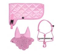 Brama West HKM Hobby Horse Set Magic Star - Licol à nœuds, bonnet anti-mouches et tapis de selle - Parfait pour les loisirs et les tournois (rose)