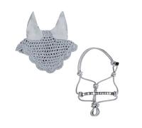 Brama West HKM Hobby Horse Set Shiny Star - Licol à nœuds et bonnet à mouches - Parfait pour les loisirs et les tournois (gris)