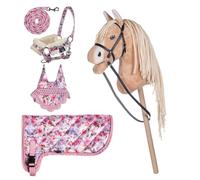 Brama West Hobby Horsing Kit complet - licol, tricot, couverture, bonnet anti-mouches et cheval - avec bandeau surprise (Sunny-Flower)