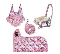 Brama West Hobby Horsing Kit complet, licol, tricot, couverture et bonnet anti-mouches pour cheval à bataille, accessoires pour chevaux de bataille, jeux et tournois (fleur)