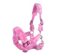 Brama West Licol de cheval Arctique avec fourrure synthétique douce - Licol en peluche (rose, plein)