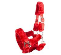 Brama West Licol de cheval Arctique avec fourrure synthétique douce - Licol en peluche (rouge, cob)