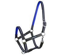 Brama West Licol de cheval Ruby | 2 positions de réglage avec inserts en cuir | Licol de pâturage pour écurie (bleu, shetty)