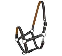 Brama West Licol de cheval Ruby - 2 positions réglables - Avec cuir - Licol en saule - Orange - Taille Cob