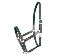 Brama West Licol de cheval Ruby - Réglable sur 2 positions - Avec cuir - Vert foncé - Taille poney