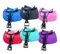 Brama West Selle Shetty pour enfant « My Little Pony » | Selle pour cheval en bois Shetty Pony | avec tapis de selle, sangle de selle, étriers et étriers - Bleu