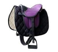 Brama West Selle Shetty pour enfant « My Little Pony » | Selle pour cheval en bois Shetty Pony | avec tapis de selle, sangle de selle, étriers et étriers - Violet