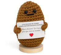 Bramart Cadeau Maman Pomme de Terre Porte-Bonheur Original Drôle pour la Fête des Mères Idée Sympathique Chanceuse Anniversaire Noël Femme Peluche Motivationnel (Taille Unique, Ovale)