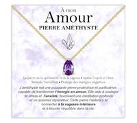 Bramart Collier À mon amour Épouse Petite amie Pierre Améthyste Cadeaux pour elle Idée Cadeau pour Épouses Argent Or Noël Anniversaire Saint-Valentin - Coffret avec DÉDICACE incluse