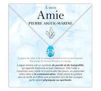 Bramart Collier Amie Pierre Aigue-Marine Cadeaux pour Elle Idée Cadeau pour Amies Argent Or Noël Anniversaire Motivant - Coffret avec DÉDICACE inclus (Pierre Aigue-Marine Amie Argent)